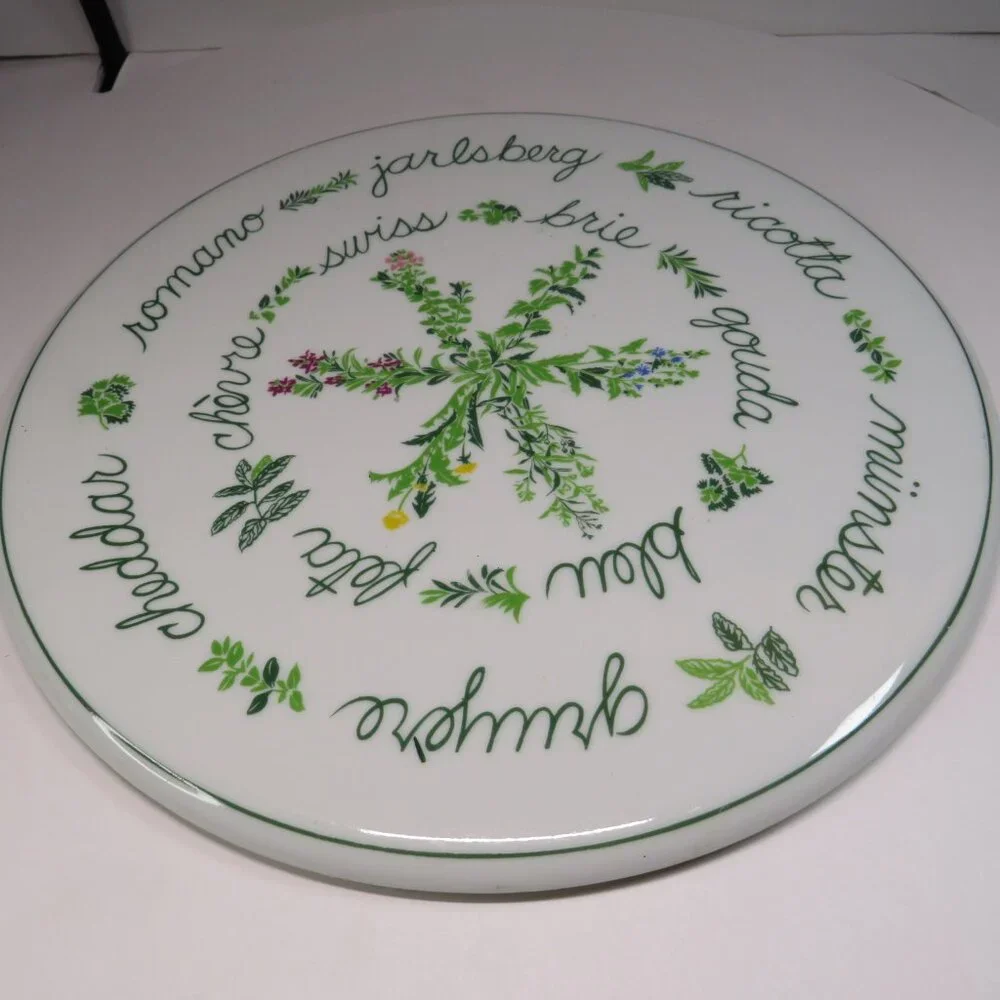 Ceramic Cheese Board / Trivet 80's cork feet
